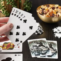 Serene Wolf Family Oasis in Idyllic Nature Poker Cards