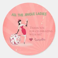 Jingle Ladies Night Out Retro Disco Ball Holiday Classic Round Sticker