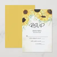 RSVP Watercolor Yellow Sunflowers Card
