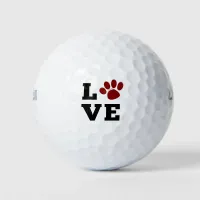 Love Paw Print Animal Lover Dog Lover Golf Balls