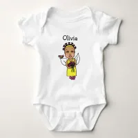 Cute African-American Fairy Whimsical Folk Art Baby Bodysuit