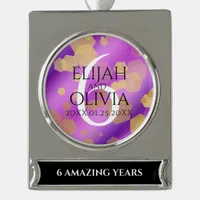 Elegant 6th Amethyst Wedding Anniversary Silver Plated Banner Ornament