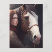Woman With Horse Postcard