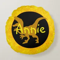 Personalized Gold Dinosaur Hide  Round Pillow