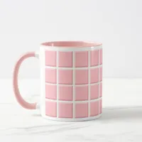 Girly Pastel Pink White Faux Square Tiles Pattern Mug