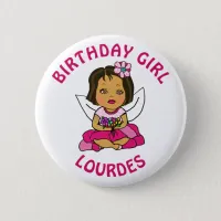 Personalized Pretty Fairy Birthday Girl Button