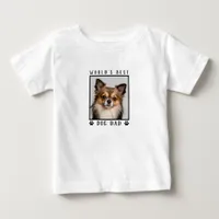 World's Best Dog Dad Paw Prints Pet Photo on Grey Baby T-Shirt