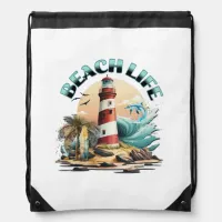 Beach Life Drawstring Bag