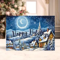 Moonlit Snowy Village Christmas Holiday