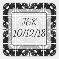 Personalized Black &  White Floral Mandala Sticker