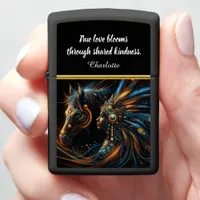 Artistic Portrayal of a Horse and a Woman Zippo Lighter