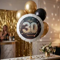 Retro Disco Ball Musical Notes 30th Birthday Party Balloon