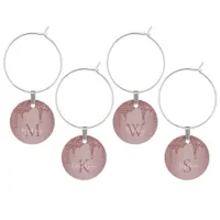 Luxury Rose Gold Sparkle Dripping Glitter Monogram Wine Charm