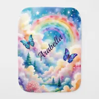 Magical Butterflies and Rainbow Colors Baby Burp Cloth
