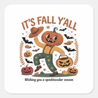 Funny Halloween Autumn Cute It’s Fall Y’all Pumpki Square Sticker
