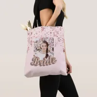 Bride blush pink stars photo tote bag