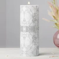 Simple White and Grey Marble |  Pillar Candle