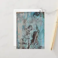 Vintage Child and Mother Vacuum Cleaning Collage Postcard