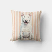 Watercolor Bull Terrier Dog Decorative Pillow