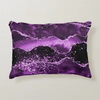 Purple pink agate marble accent pillow