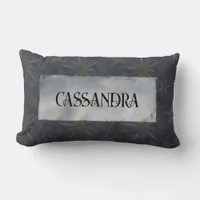 Dark Stars Celestial Black Silver Name Lumbar Pillow