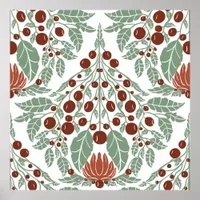 Art Nouveau Botanical–Vintage Floral Scallop  Poster