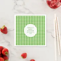 Locally Grown Green Gingham Name Baby Shower  Napkins