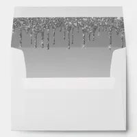 Silver Glitter Drips Baby Shower Envelope 