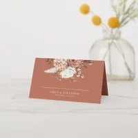 Rustic Autumn Florals Names Date Rust Wedding  Place Card