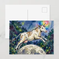 Jumping the Moon Dairy Cow Unicorn Postcard