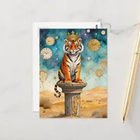 A Painting of a Tiger in a Crown Postcard