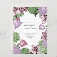 Blush Quartz, Soft Sage & Cloud Mauve Wedding Invitation