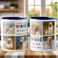Retro You Had Me WOOF Custom 8 Photo Collage Dog Two-Tone Coffee Mug