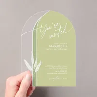 Eucalyptus Color Tones Wedding Green ID901 Acrylic Invitations