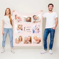 Mother blush rose gold photo collage fleece blanket