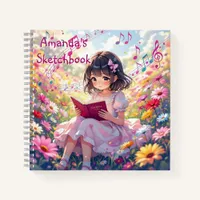 Cute Anime Girl Reading a Book Personalized