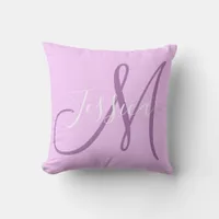 Modern Lavender and Purple Monogram Throw Pillow