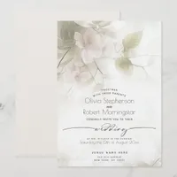 WEDDING  Blush Pink Peach Tree Blossoms Invitation