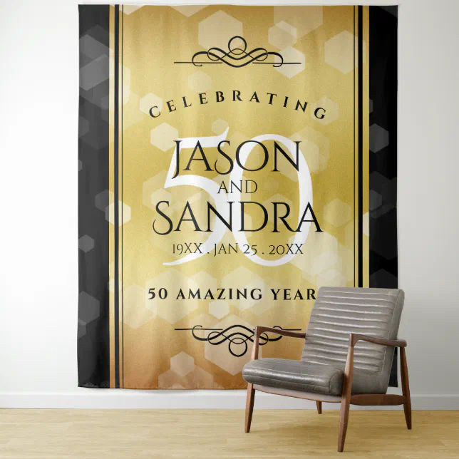 Elegant 50th Golden Wedding Anniversary Tapestry