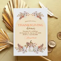 Rustic Autumn Bliss Thanksgiving Dinner Invitation