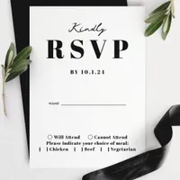 Bold Modern Minimalist Wedding Kindly RSVP Card