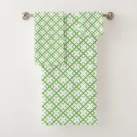 Towel Set - Interlaced Squares in Green