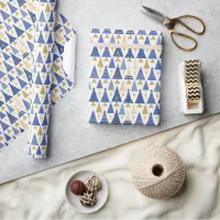 Blue Gold Christmas Pattern#25 ID1009 Wrapping Paper