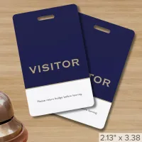 Simple Navy Blue Visitor Badge