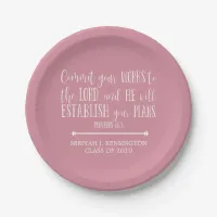 Christian Bible Verse Typography Pink Graduation Paper Plates