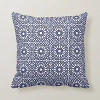 Royal Blue White Geometric Cottage Chic Tribal Throw Pillow