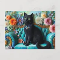 Black Cat on the Couch Postcard