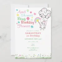 April Showers Bring Birthday Flowers Girl Birthday Invitation