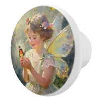 Beautiful Fairy with Butterfly| Fairytale Ceramic Knob