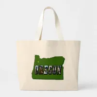 Oregon Map Outline and Picture Text Large Tote Bag